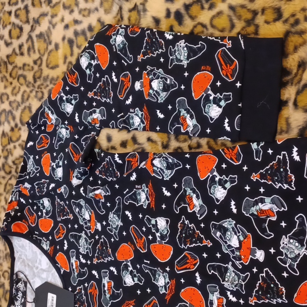 NWT KILLSTAR 2X SLEEPDRESS LONG-SLEEVED SUPER SOFT AND STRETCHY BLACK WITH ORANG - Picture 5 of 8